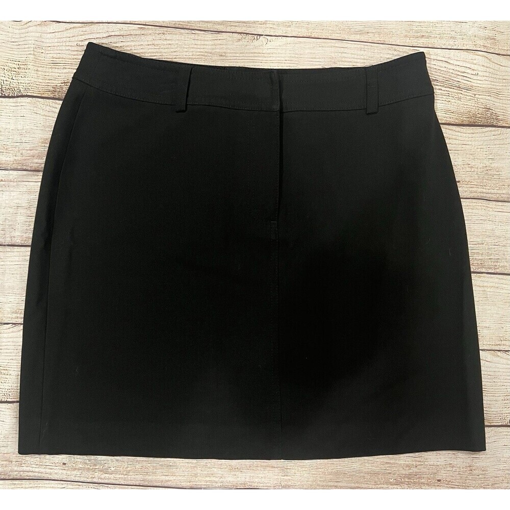 INC Women’s Stretch Black Short Skirt with Buttoned Back Flap Pockets Size 8